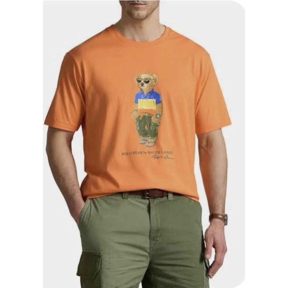 Polo Ralph Lauren Orange Classic Fit Polo Bear Short Sleeve T Shirt Men's Large